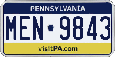 PA license plate MEN9843