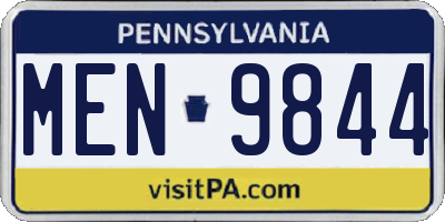 PA license plate MEN9844