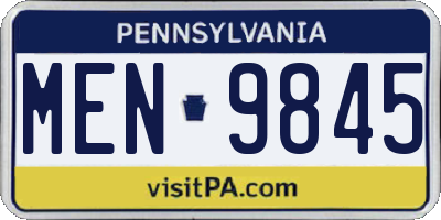 PA license plate MEN9845