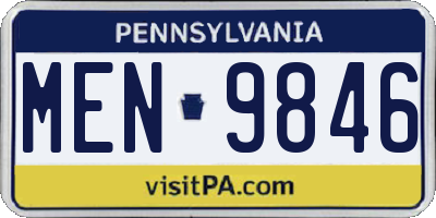 PA license plate MEN9846