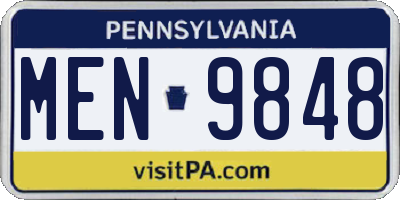 PA license plate MEN9848