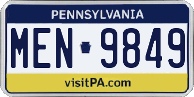 PA license plate MEN9849