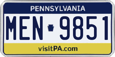 PA license plate MEN9851
