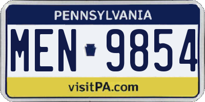PA license plate MEN9854
