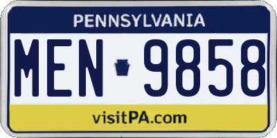 PA license plate MEN9858