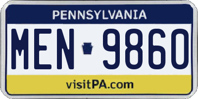 PA license plate MEN9860