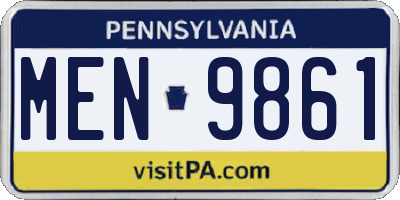 PA license plate MEN9861