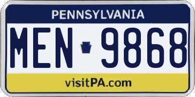 PA license plate MEN9868