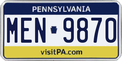 PA license plate MEN9870