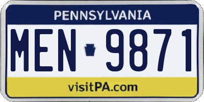 PA license plate MEN9871
