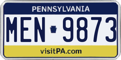 PA license plate MEN9873