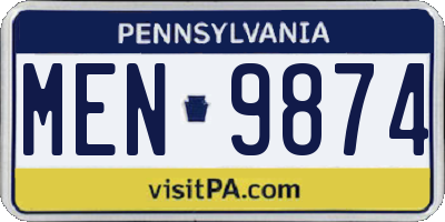 PA license plate MEN9874