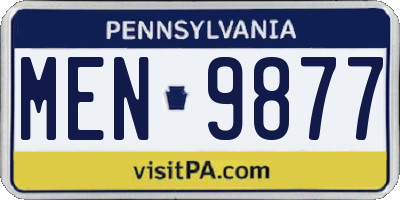 PA license plate MEN9877