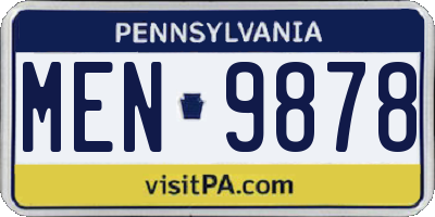 PA license plate MEN9878