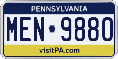 PA license plate MEN9880