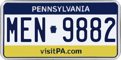 PA license plate MEN9882