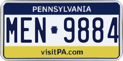 PA license plate MEN9884