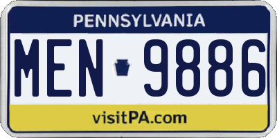 PA license plate MEN9886