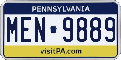 PA license plate MEN9889