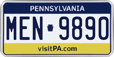 PA license plate MEN9890