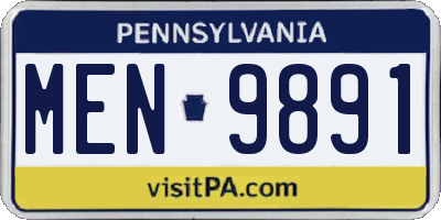 PA license plate MEN9891