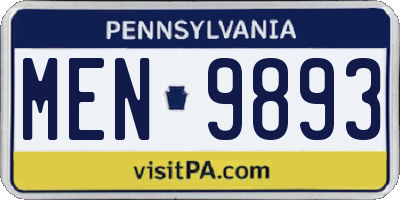 PA license plate MEN9893