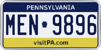 PA license plate MEN9896