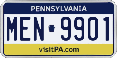 PA license plate MEN9901