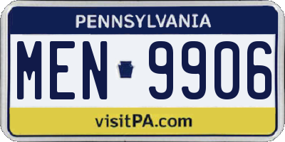 PA license plate MEN9906