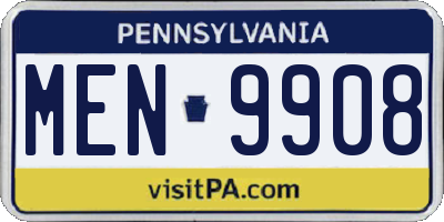 PA license plate MEN9908