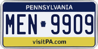 PA license plate MEN9909