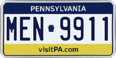 PA license plate MEN9911