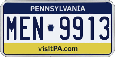 PA license plate MEN9913
