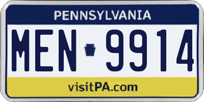 PA license plate MEN9914
