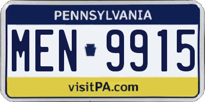 PA license plate MEN9915