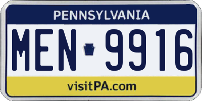 PA license plate MEN9916