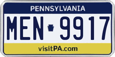 PA license plate MEN9917
