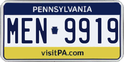 PA license plate MEN9919