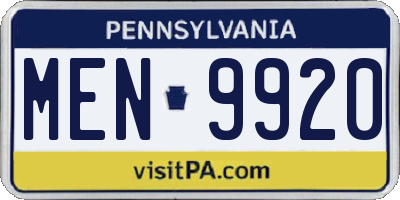 PA license plate MEN9920
