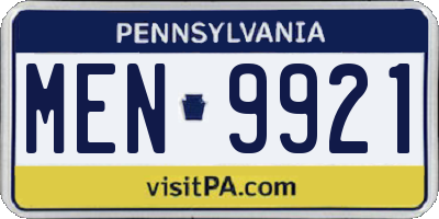 PA license plate MEN9921