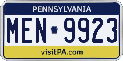 PA license plate MEN9923