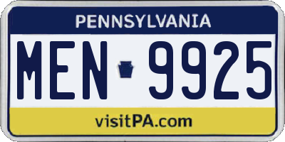 PA license plate MEN9925