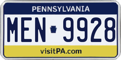 PA license plate MEN9928