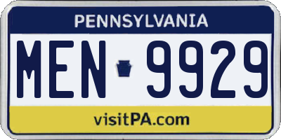 PA license plate MEN9929