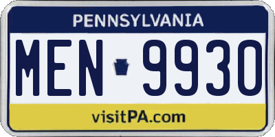 PA license plate MEN9930