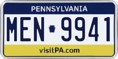 PA license plate MEN9941