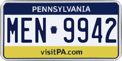 PA license plate MEN9942