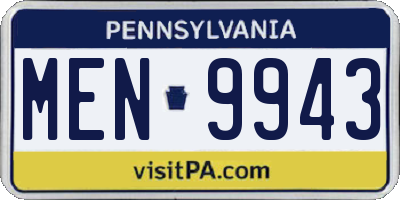 PA license plate MEN9943