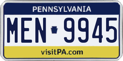 PA license plate MEN9945