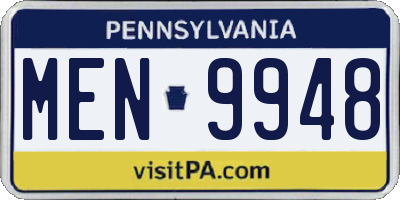 PA license plate MEN9948